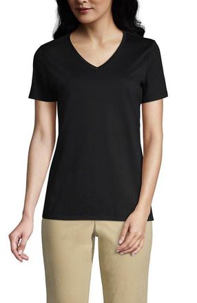 Lands End Supima Cotton V-Neck T-Shirt in Black at Nordstrom, Size X-Large
