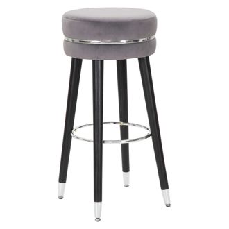 Dmora Silla Bran, Tapizada, Acabado De Terciopelo, Estructura De Madera, 35x35x74h Cm, Color Negro