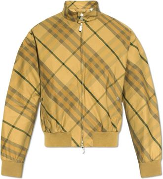 Burberry Bomberjack met ruitpatroon en ritssluiting - Heren - Bomber jackets - Groen - L - Katoen - Jassen