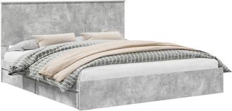 vidaXL Cama Con Almacenamiento Con Cabecera Gris Concreto 180 X 200 Cm Vidaxl