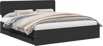 vidaXL Estructura De Cama Negro 180 X 200 Cm Madera De Ingenier&iacute;a Vidaxl