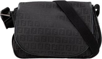 Fendi Pre-owned Canvas Crossbody Bag - Dames - Vintage Schoudertas - Zwart - ONE Size - Leer - Vintage