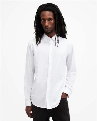 AllSaints Cotton Echo Slim Fit Long Sleeve Shirt, Size: XXL