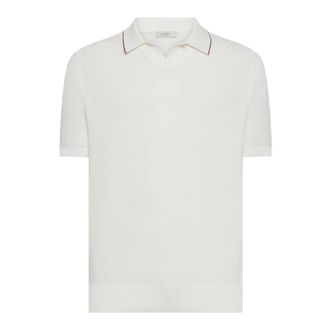 Seventy Polo Shirts, male, White, Size: 2XL White Polo T-shirts with Contrast Stripes