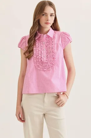 Entro Gingham Fest Top In Light Pink