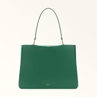 Furla Agata Borsa Shopping L Botanical Green Pelle Di Vitello Tiffany Lux + Pelle Di Vitello Morbida Roma Color-block Donna