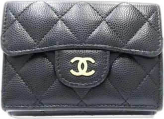 Chanel Pre-owned Tri-fold Portemonnee - Dames - Vintage Accessoires - Zwart - ONE Size - Leer - Vintage