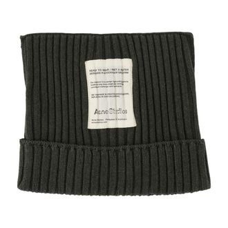 Acne Studios C40396-DSQ Ribbed Cotton Beanie - Green