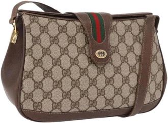 Gucci Pre-owned GG Canvas Schoudertas - Dames - Vintage Schoudertas - Beige - ONE Size - Leer - Vintage