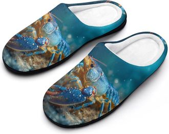 Generic Crawfish in Ocean Lobster Funny Mens Cotton Slippers Soft Non-Slip Rubber Sole House Slipper Indoor Outdoor