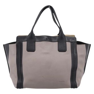 Chlo&eacute; Handbag Leather Gray Leather Handbag (Pre-Owned)