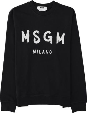 Msgm Black Graphic Logo Cotton Sweatshirt