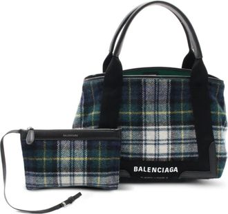 Balenciaga Borsa tote Navy Cabas piccola a quadri anni 2010 - Verde