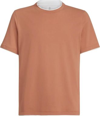 Brunello Cucinelli T-shirt met ronde hals - Oranje