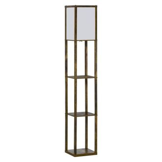 HOMCOM L&aacute;mpara de pie 26x26x160 cm marr&oacute;n r&uacute;stico