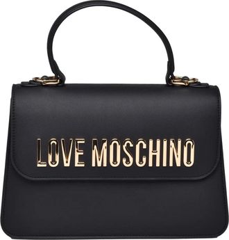 Love Moschino Black Polyurethane Gold-Detail Handbag
