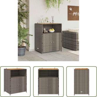 vidaXL Armadietto da giardino - Armadietto Grigio 70 x 50 x 87 cm Poliestere e Rattan Roly