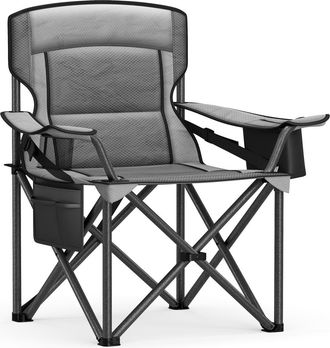 Songmics Silla de camping plegable acolchada de color gris