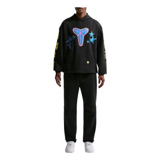 Nike Kobe Fleece Pullover Hoodie Black Sonic Yellow Light Photo Blue IO0295-010