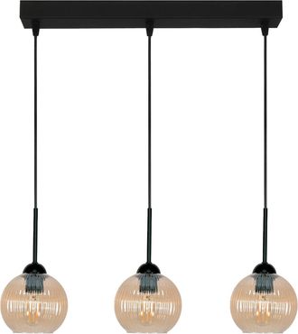 OEM L&aacute;mpara De Techo Colgante Negra Con Pantalla De Cristal &Aacute;mbar Y Vertical 15-034