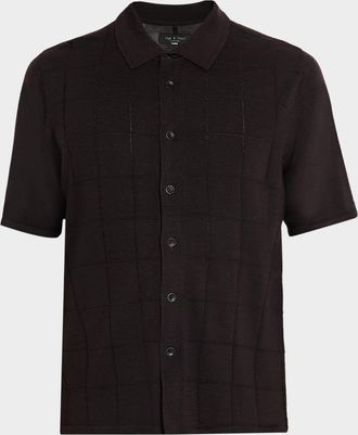 Rag & Bone Mens Dalton Windowpane Knit Short-Sleeve Shirt