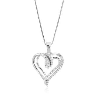 Vir Jewels 1/20 cttw Lab Grown Diamond Heart Pendant Necklace in Sterling Silver with Chain For Women