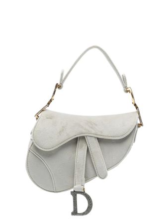 Dior Borsa a tracolla Saddle mini in velluto con cristalli 2020 - Grigio