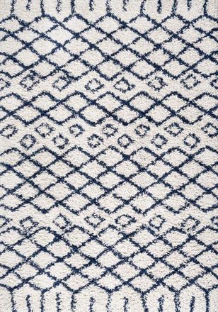 Jonathan Y Designs Algaida Moroccan Diamond Shag Area Rug in Beige/navy at Nordstrom, Size 4Ft 0In X 6Ft 0In
