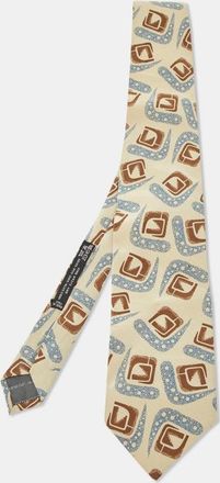 Giorgio Armani Vintage Khaki Printed Silk Tie