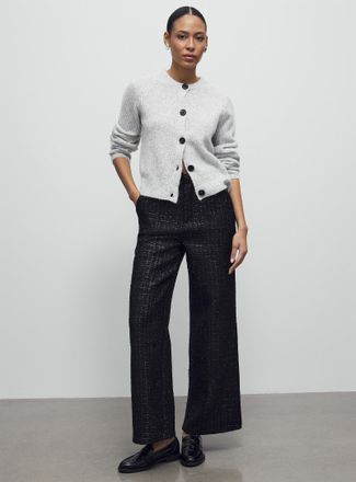 Contemporaine Womens Shiny tweed pant Fit: Wide leg, high rise
