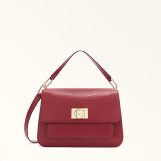 Furla Ella Top Handle M Ciliegia D Red Grained Calf Leather Woman