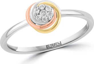 Effy Tri-Tone Pav&eacute; Diamond Ring in Silver at Nordstrom Rack, Size 7