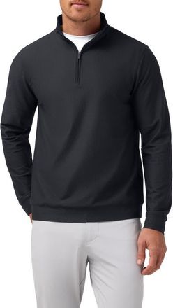 Mizzen+Main Easton Textured Quarter Zip Pullover in Black at Nordstrom, Size Small