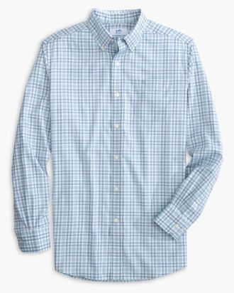 Southern Tide Mens Intercoastal Haywood Plaid Sport Shirt In Dream Blue