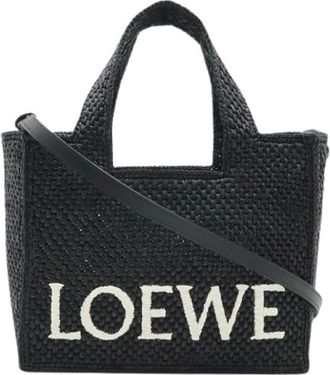 Loewe Pre-owned Tote Bags, female, Black, Size: ONE SIZE Pre-owned Raffia Shoulder Bag