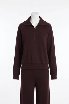Spanx Airessentials Half Zip Sweater In Truffle Brown