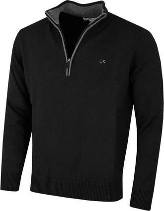 Calvin Klein Mens Chunky Cotton 1/2 Zip Sweater - Black - XXXXL