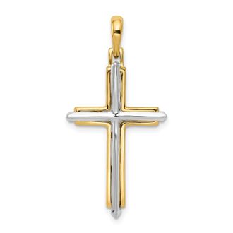 Diamond2Deal 14k Two-tone Gold Fancy Cross Pendant