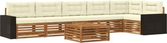 vidaXL Conjunto De Sof&aacute;s De Exterior 7 Uds. Natural Y Crema Poli&eacute;ster Vidaxl