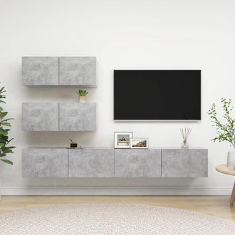 Berkfield Home 4 Piece TV Cabinet Set Concrete Grey Engineered Wood