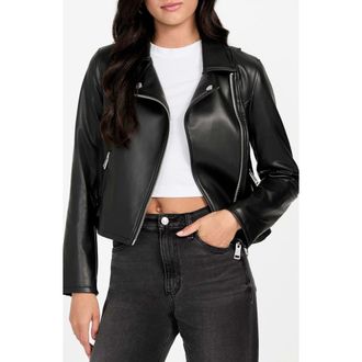 Guess Miko Faux Leather Moto Jacket in Black at Nordstrom, Size Large