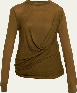 Michael Kors Draped Wool-Cashmere Top