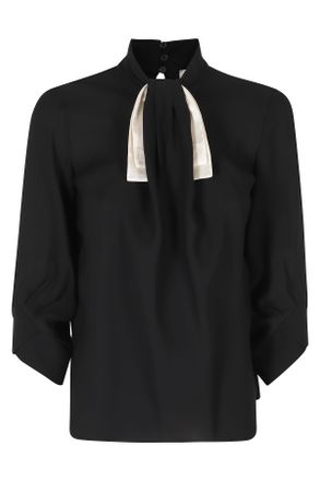 Elisabetta Franchi Draped Neckline Blouse with Scarf-Style Collar