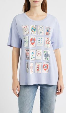 Daydreamer Cards for Dreamers Oversize Cotton Graphic T-Shirt in Lavender Sky at Nordstrom, Size X-Small