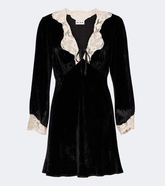 Rixo Carolina lace-trimmed velvet minidress