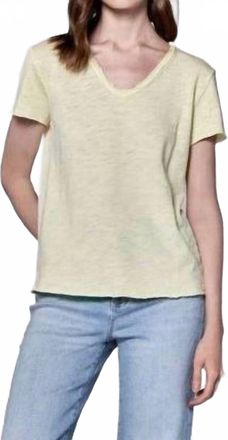 Dear John Denim Vanya V-Neck Tee In Pale Lime Yellow