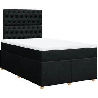vidaXL Cama Box Spring Con Colch&oacute;n Tela Negro 120x200 Cm Vidaxl
