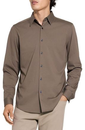 Theory Sylvain ND Structure Knit Button-Up Shirt in Morel - 2My at Nordstrom, Size Xx-Large