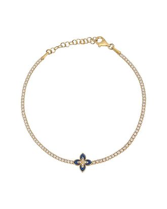 Gabi Rielle Color Forward 14K Vermeil Crystal & French Enamel Flower Bracelet