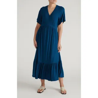 Universal Standard Ravello Liquid Jersey Midi Dress in Blue Teal at Nordstrom, Size Xxx-Large